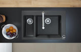 HANSGROHE Einbauspüle S51 180/450 SilicaTec Graphitschwarz mit 2 Becken