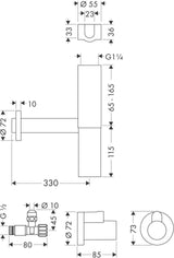 AXOR Designsiphon Set FLOWSTAR mit Eckventilen und Schubern, chrom – Flaschensiphon für Waschtische