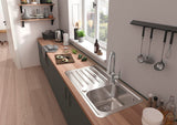 HANSGROHE Focus M42 Spültischmischer 220 mit Ausziehbrause, chrom – ComfortZone, 360° Schwenkbereich