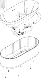 AXOR Suite Badewanne 1900 x 850 mm freistehend oval – SolidSurface, matt, 2 Personen
