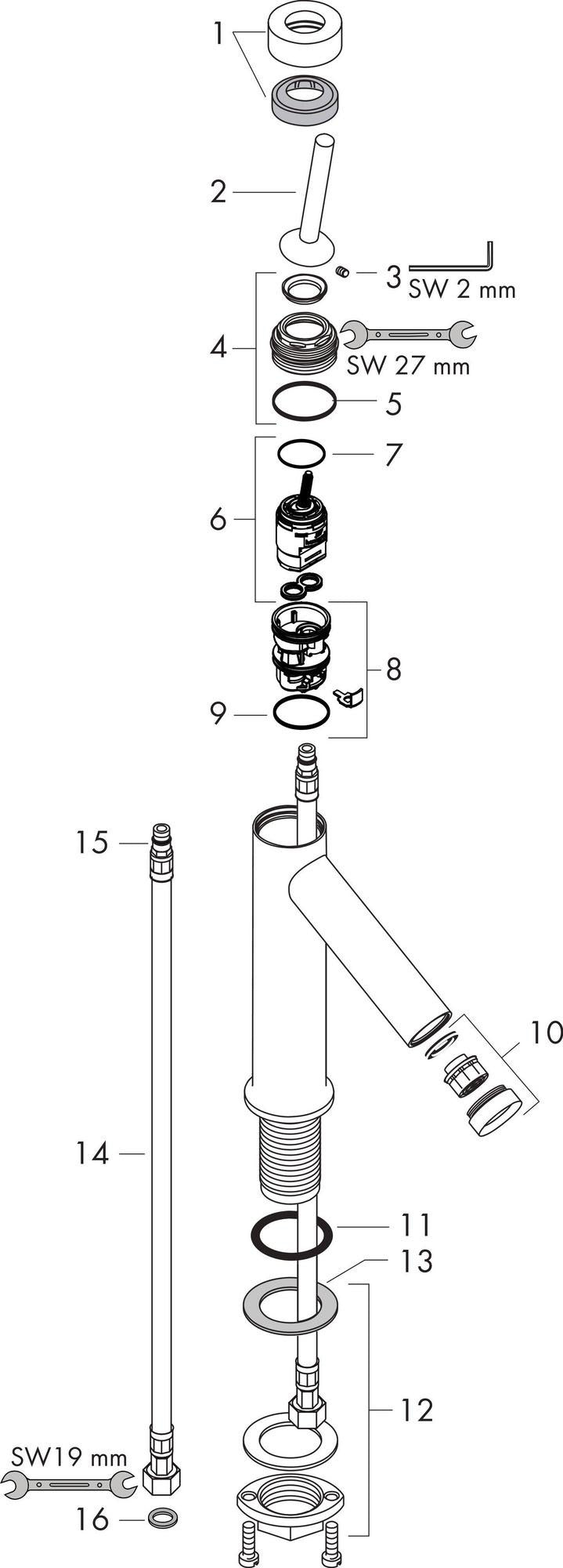 AXOR STARCK 90 Einhebel-Waschtischmischer DN 15 ohne Zugstange, chrom