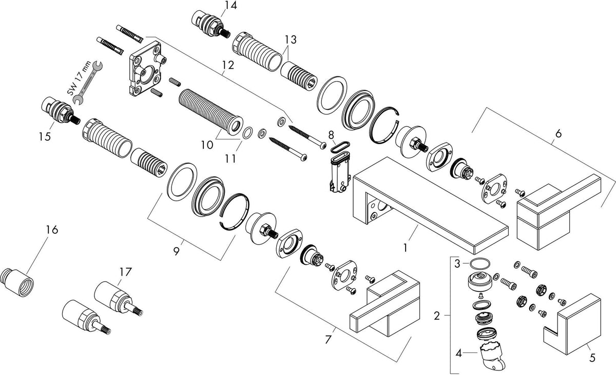 AXOR Edge 3-Loch Waschtischarmatur F-Set Wandmontage Diamantschliff Chrom – Hansgrohe