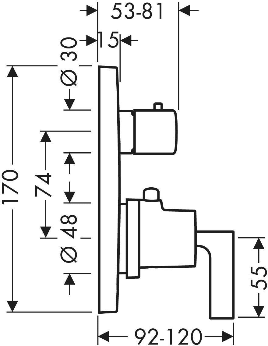 AXOR Citterio Thermostatbatterie mit Ab-/Umstellventil, Hebelgriff, chrom