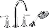 AXOR MONTREUX 4-Loch-Wannenrandarmatur DN 15 mit Hebelgriffen und Handbrause, chrom