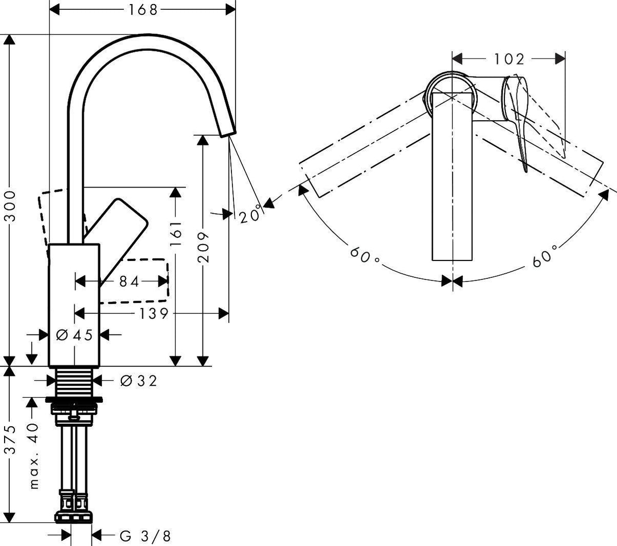 HANSGROHE Vivenis 210 Einhebel-Waschtischmischer mit Zugstangen-Ablaufgarnitur, chrom