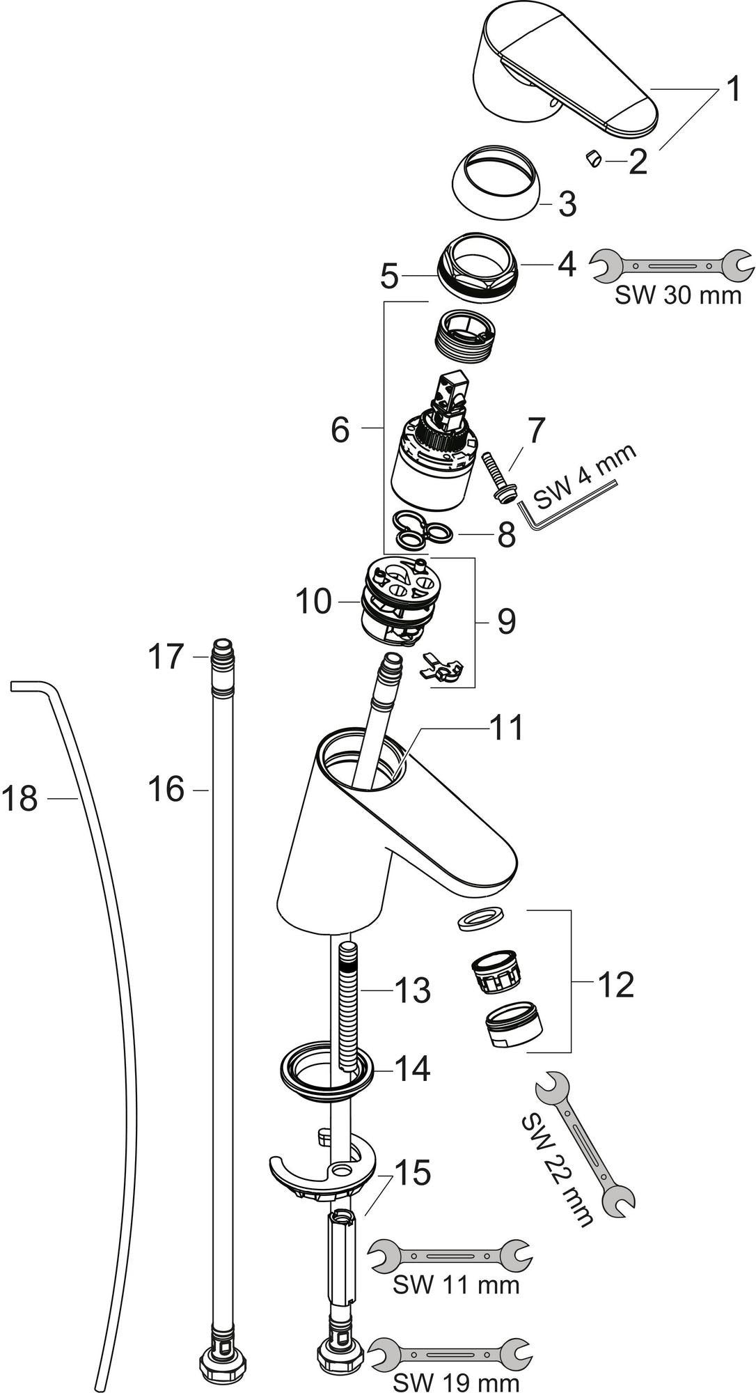 Hansgrohe Focus 70 Einhebel-Waschtischmischer DN 15 mit Zugstangen-Ablaufgarnitur, chrom