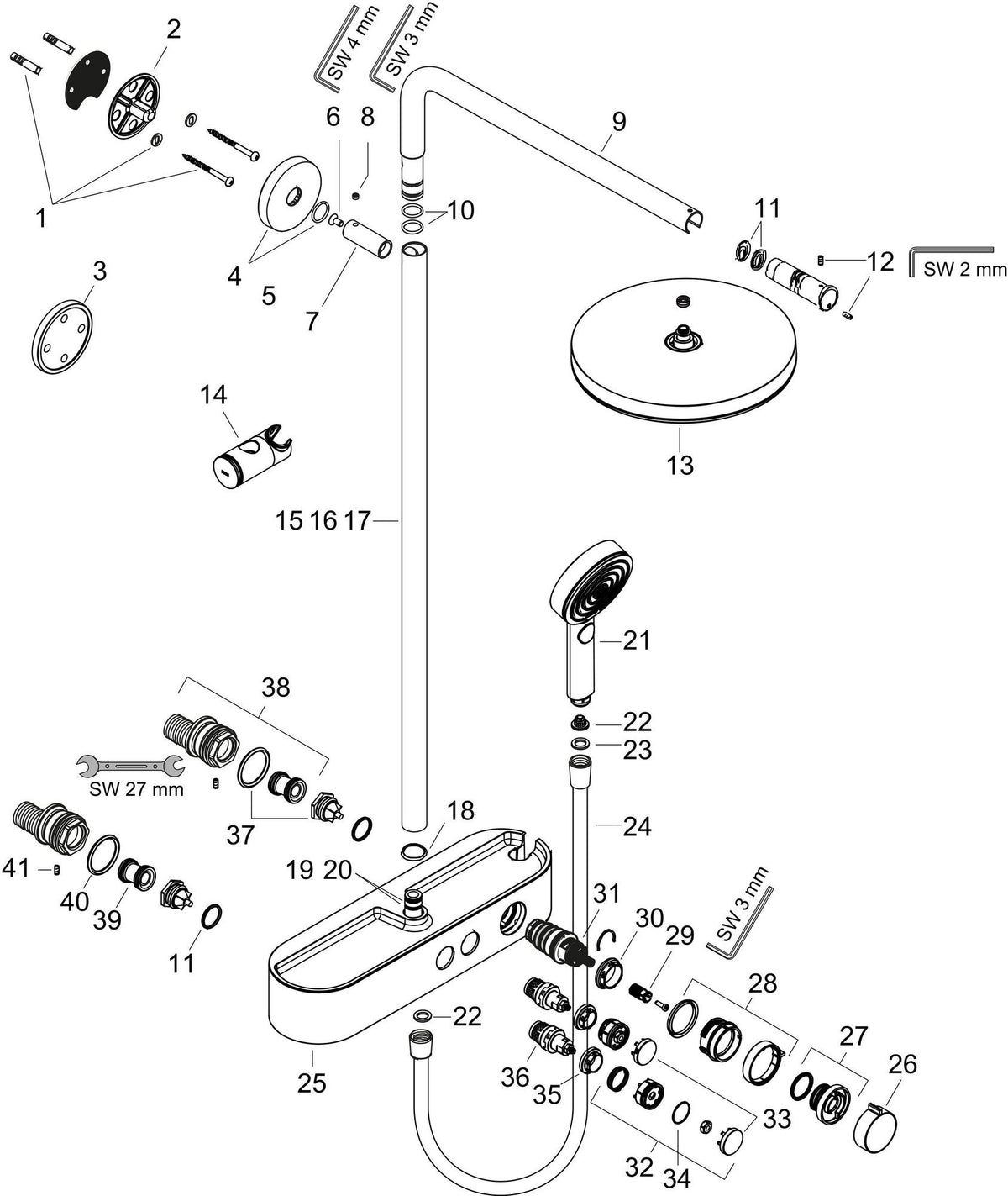 HANSGROHE Pulsify S Showerpipe 260 1jet mit Brausethermostat Chrom – Duschsystem