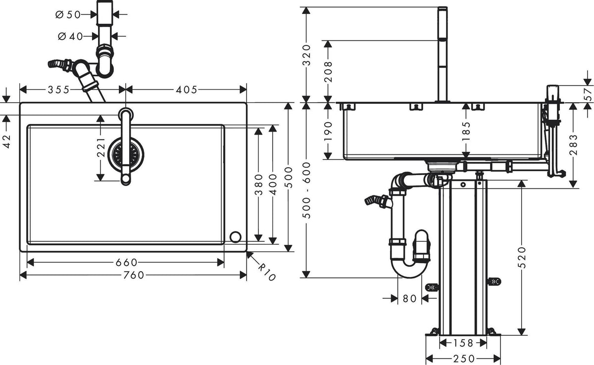 HANSGROHE HG Spülencombi SELECT 660 C71-F660-08 chrom – Einbauspüle mit Einhebel-Küchenmischer und sBox