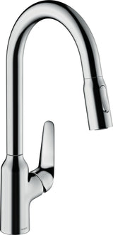 HANSGROHE Focus M42 Spültischmischer 220 mit Ausziehbrause, chrom – ComfortZone, 360° Schwenkbereich