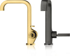 keine Angabe / brushed gold optic / Pop-up-Ventil mit vertikalem Hebel