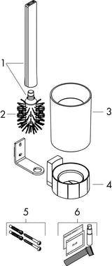 Hansgrohe WallStoris Toilettenbürstengarnitur mattschwarz – Wandmontage zum Kleben oder Bohren
