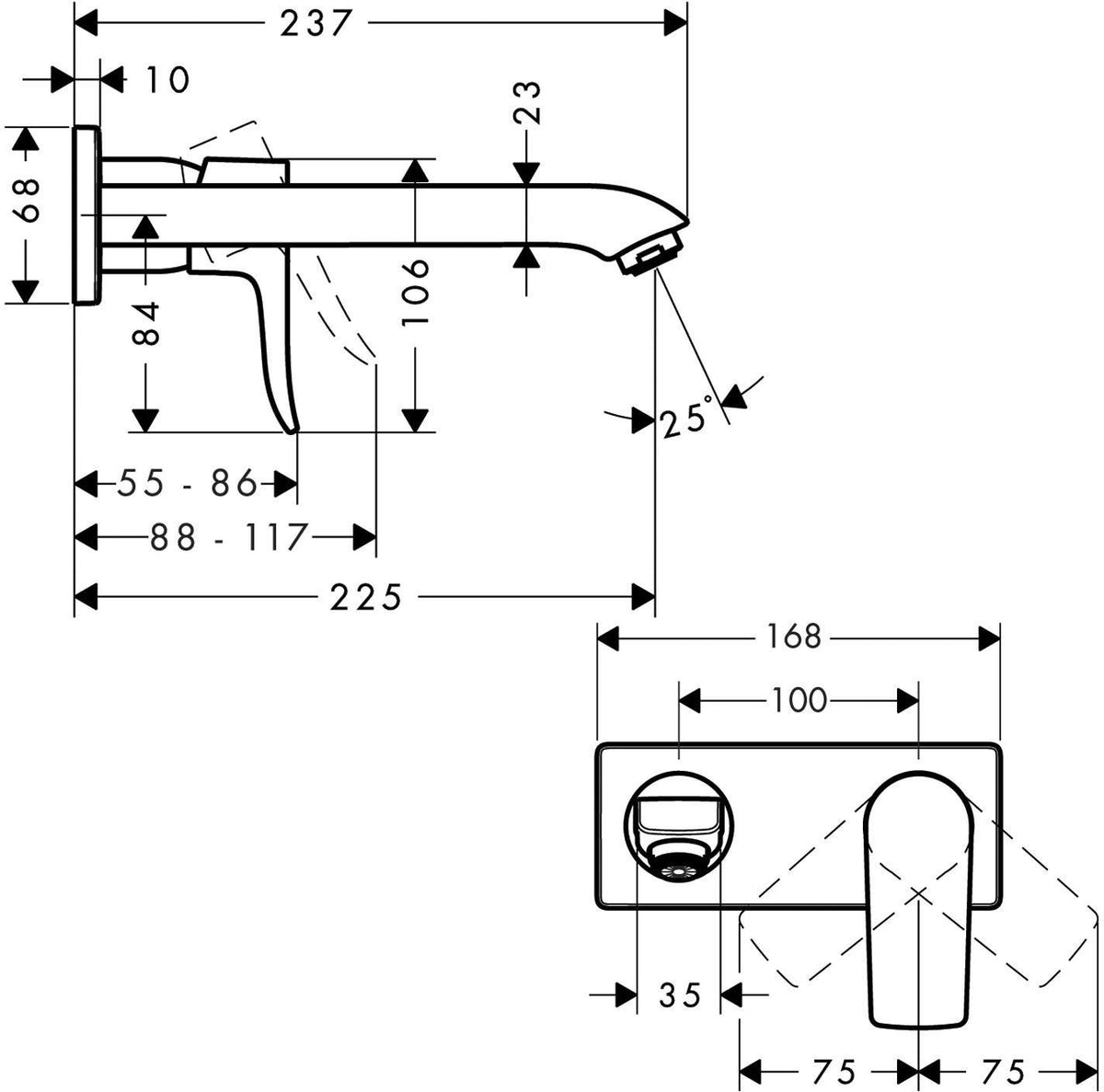 HANSGROHE Metris Einhebel-Waschtischmischer Unterputz DN 15 – Ausladung 165 mm, Chrom