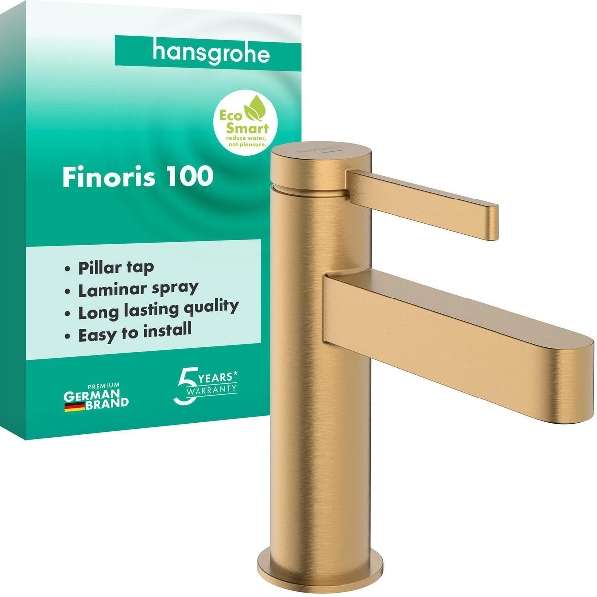 HANSGROHE Finoris 100 Standventil Chrom – Kaltwasser-Armatur mit Laminarstrahl und Pingriff