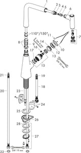 HANSGROHE Metris M71 Einhebel-Küchenmischer DN 15 mit Ausziehbrause, ComfortZone 320, Chrom