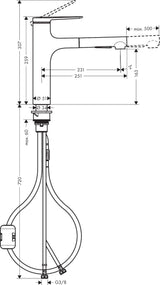 HANSGROHE Zesis M33 ComfortZone 160 Einhebel-Küchenmischer mit Ausziehbrause, 2 Strahlarten, Chrom