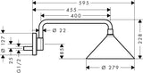 AXOR Kopfbrause 240 2jet von Hansgrohe – 279 mm, Chrom, 2 Strahlarten, Wandmontage