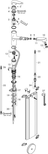 HANSGROHE HG Spültischmischer 150 mit sBox Ausziehauslauf M4214-H150 chrom