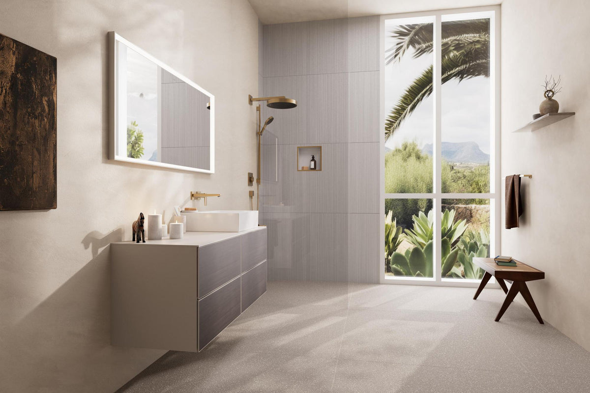 HANSGROHE XtraStoris Individual Wandnische mattweiß 300x150x100 mm mit Designrahmen – Edelstahl V2A