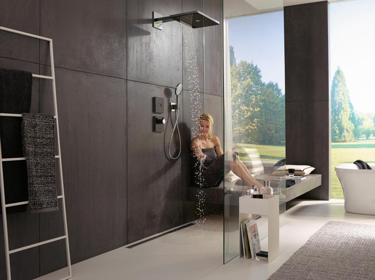 HANSGROHE Kopfbrause RAINMAKER SELECT 460 3jet 460x300mm schwarz/chrom – 3 Strahlarten, Antikalk, Wandmontage