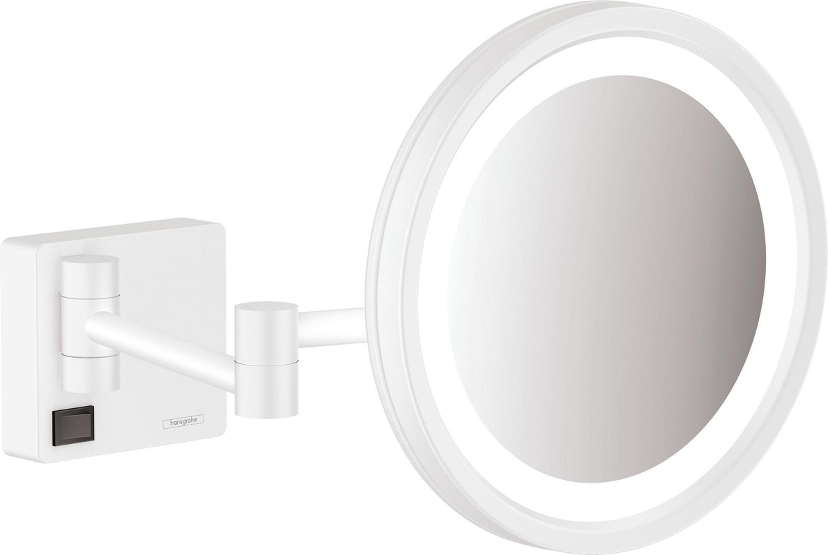 HANSGROHE AddStoris Kosmetikspiegel mit LED-Leuchte, 3-fach Vergrößerung, Chrom, 217 mm