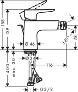 Hansgrohe Talis E Einhebel-Bidetmischer DN15 mit Ablaufgarnitur, chrom – Kugelgelenk-Luftsprudler, 5 l/min