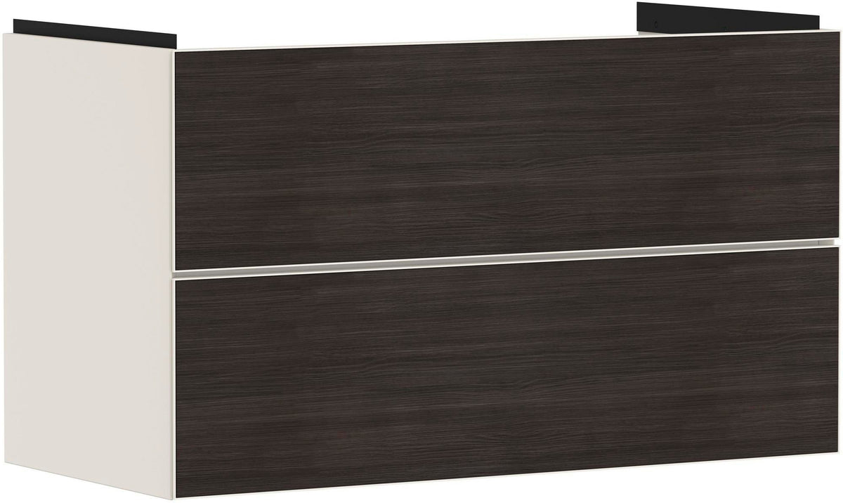 HANSGROHE Xevolos E Waschtischunterschrank 980 mm Eiche Dunkel Mattweiß mit PushOpen und SoftClose