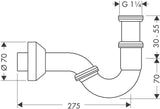 hansgrohe Bidet-Röhrensiphon Standardmodell chrom – P-Siphon mit 275 mm Wandabstand