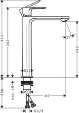 HANSGROHE Rebris E 240 Einhebel-Waschtischmischer CoolStart chrom – ohne Ablaufgarnitur
