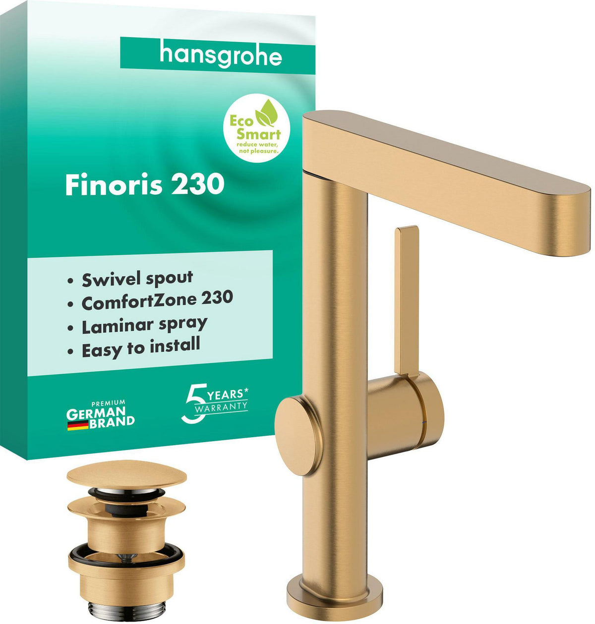 HANSGROHE Finoris 230 Einhebel-Waschtischmischer mit Push-Open Ablaufgarnitur, chrom