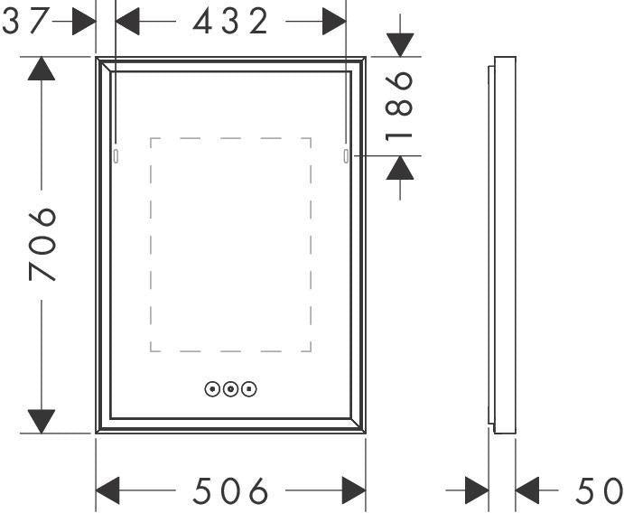 HANSGROHE Xarita E Wandspiegel 500x700 mm, LED, SmartTouch, AntiFog, mattweiß