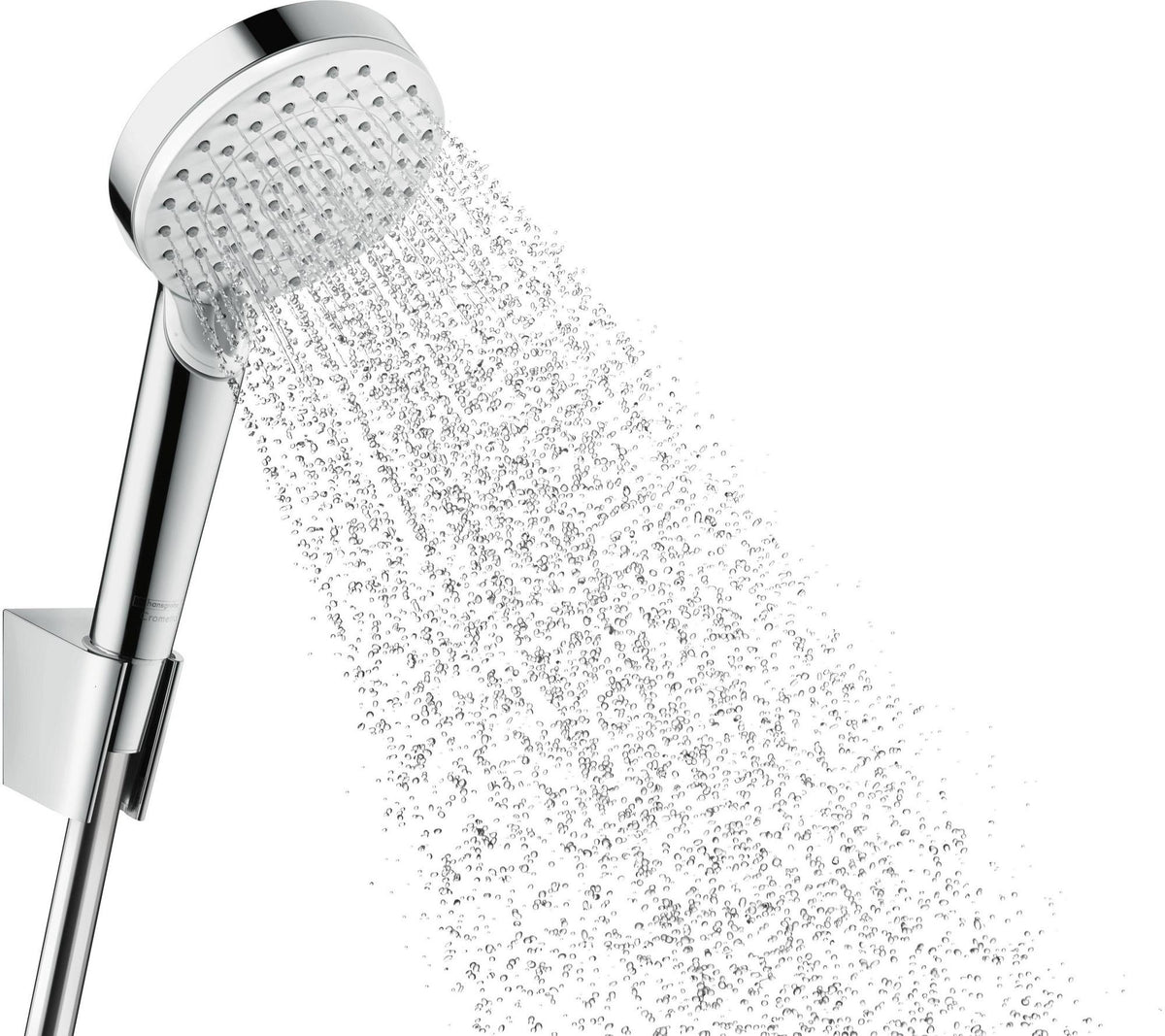 HANSGROHE Crometta 1Jet Brauseset mit Porter Brausehalter, 1,25 m Schlauch, weiß/chrom
