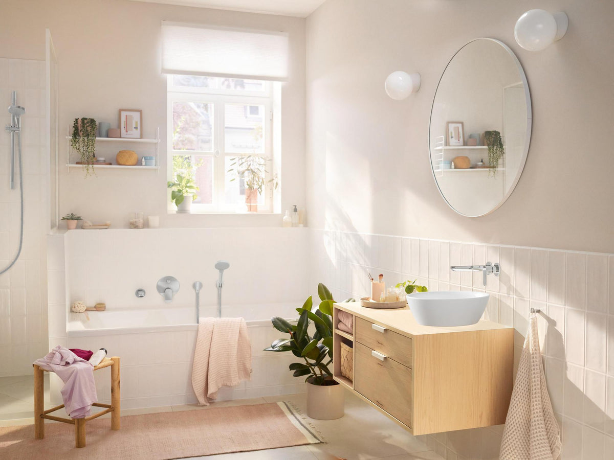 HANSGROHE Rebris S Fertigmontageset Wannenmischer Unterputz Chrom – 2 Verbraucher, Thermostat