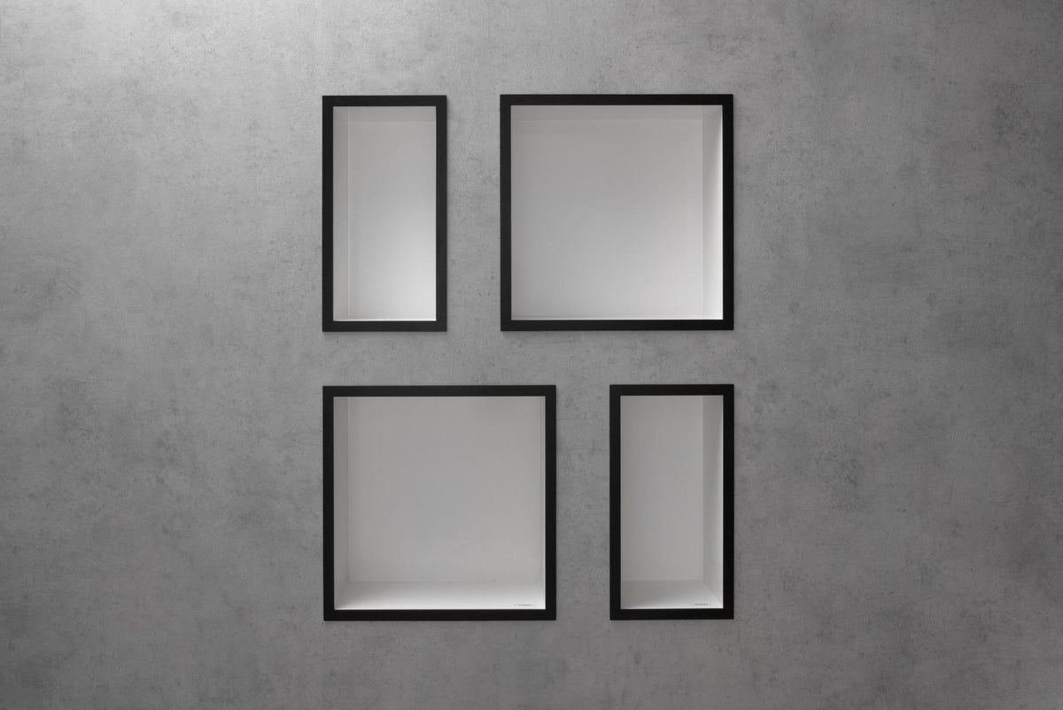 HANSGROHE XtraStoris Individual Wandnische mattweiß 300x150x100 mm mit Designrahmen – Edelstahl V2A