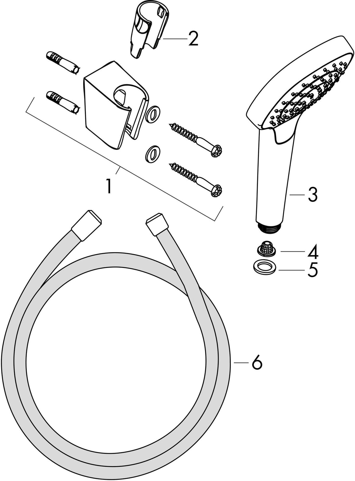 HANSGROHE Brauseset Croma Select E 1jet mit Isiflex Brauseschlauch 1600 mm weiß/chrom