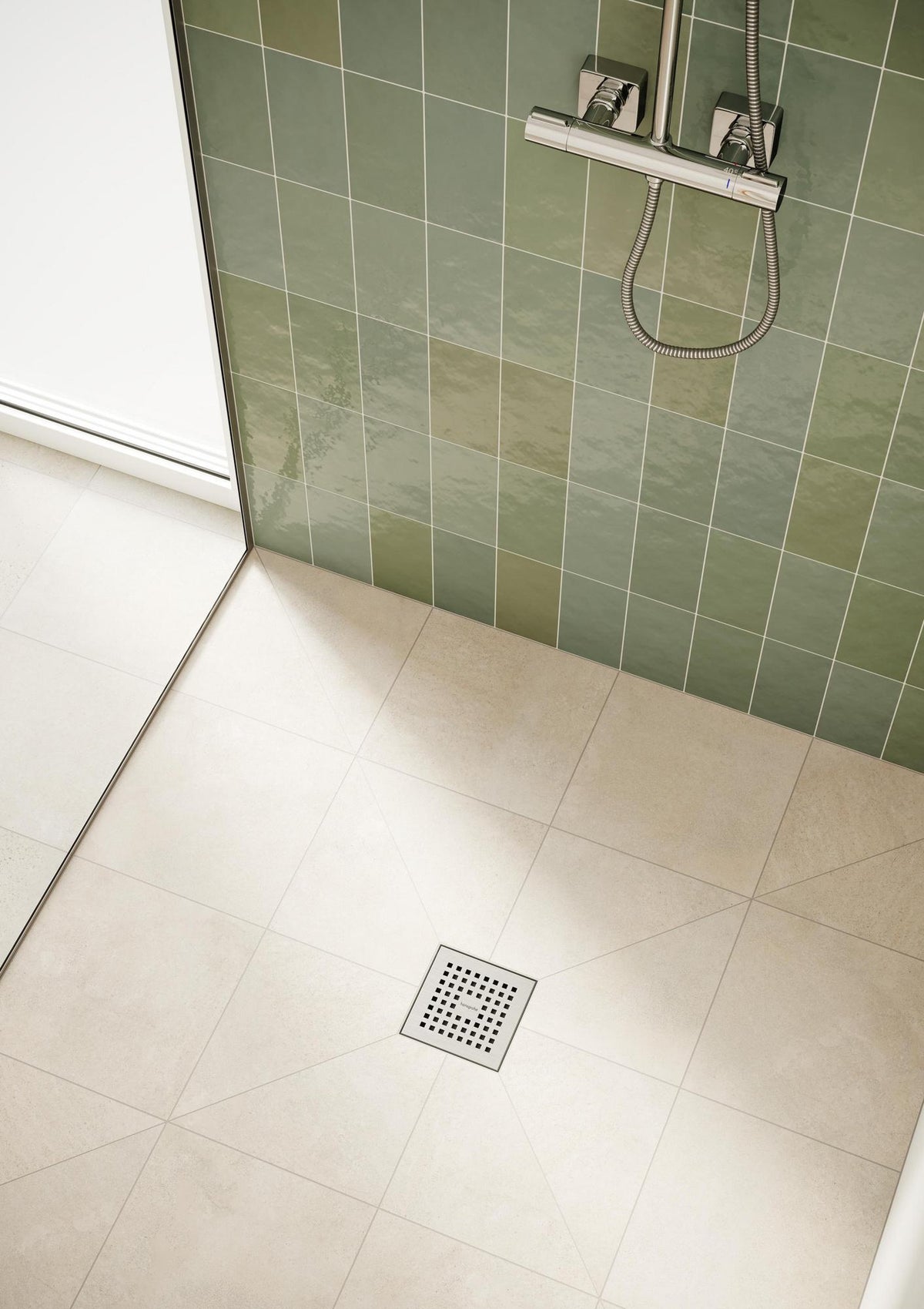 HANSGROHE Punktablauf RainDrain Brilliance Komplettset Edelstahl gebürstet 150x150mm
