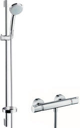 HANSGROHE Brausekombi Croma 100 Ecostat Comfort EcoSmart – Thermostat-Duschsystem mit 4 Strahlarten, Chrom