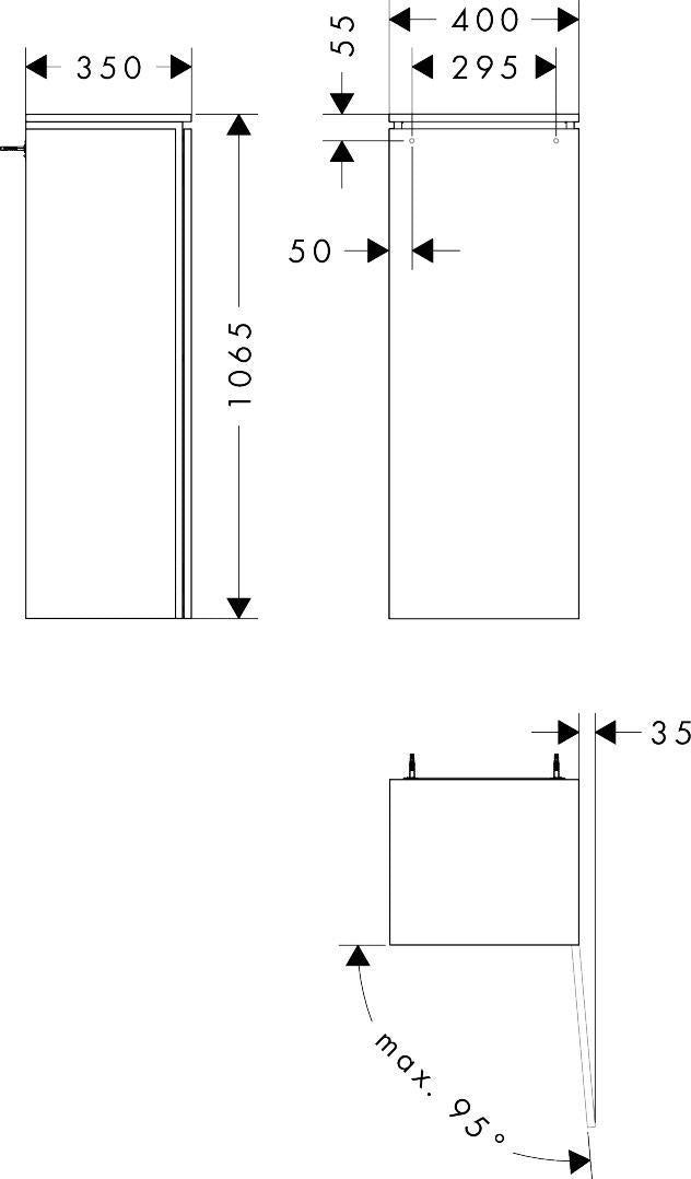 HANSGROHE Xilesa E Halbhochschrank 400x350mm, Türanschlag rechts, SoftClose, weiß