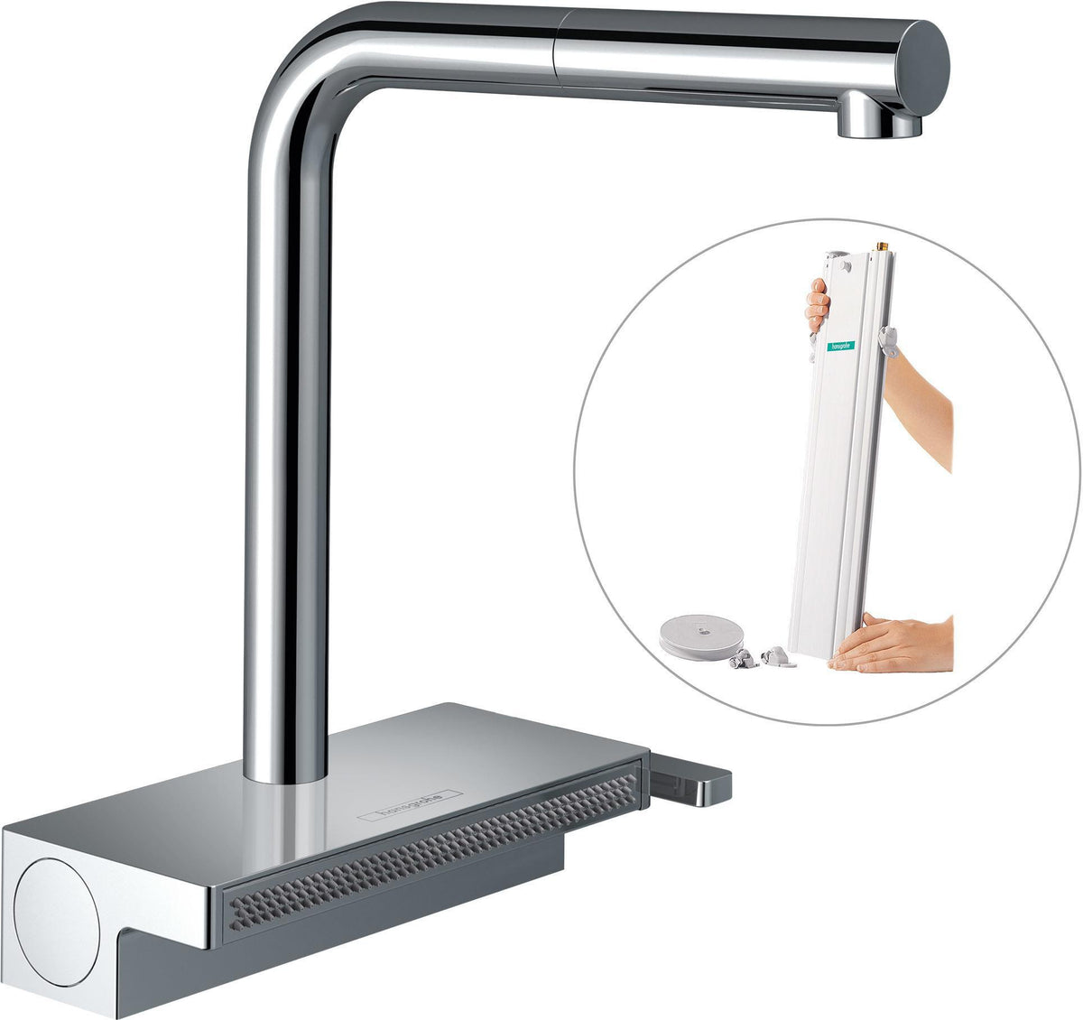 HANSGROHE Aquno Select M81 Spültischmischer 250 mit Ausziehauslauf 2jet sBox Chrom
