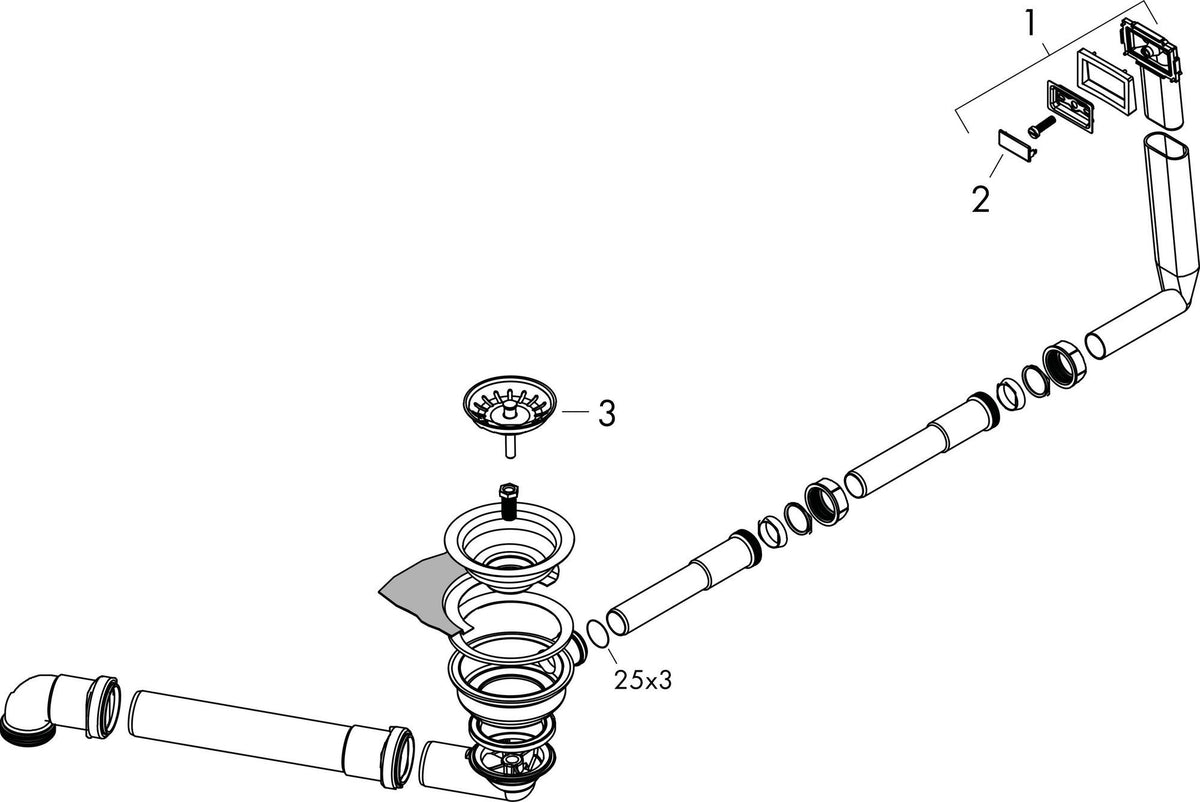 Hansgrohe Manuelle Ab- und Überlaufgarnitur 660 D14-10 BSO Edelstahl