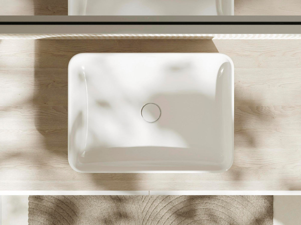 HANSGROHE Xelu Q Konsole 1360 mm weiß hochglanz mit 2 Ausschnitten ohne Hahnloch