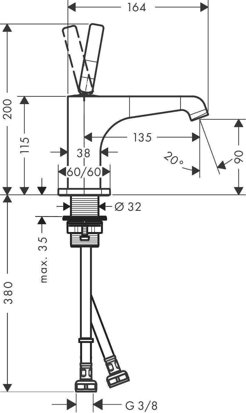 AXOR Citterio E Einhebel-Waschtischmischer DN 15 ohne Zugstange, chrom