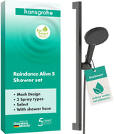 HANSGROHE Raindance Alive Select S 125 Brauseset mit 3 Strahlarten, EcoSmart, Unica 650 mm, Schwarz
