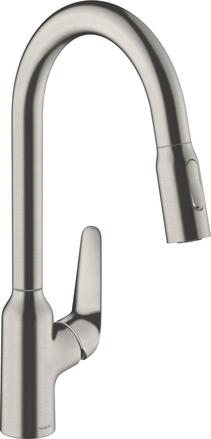 HANSGROHE Focus M42 Spültischmischer 220 mit Ausziehbrause, chrom – ComfortZone, 360° Schwenkbereich