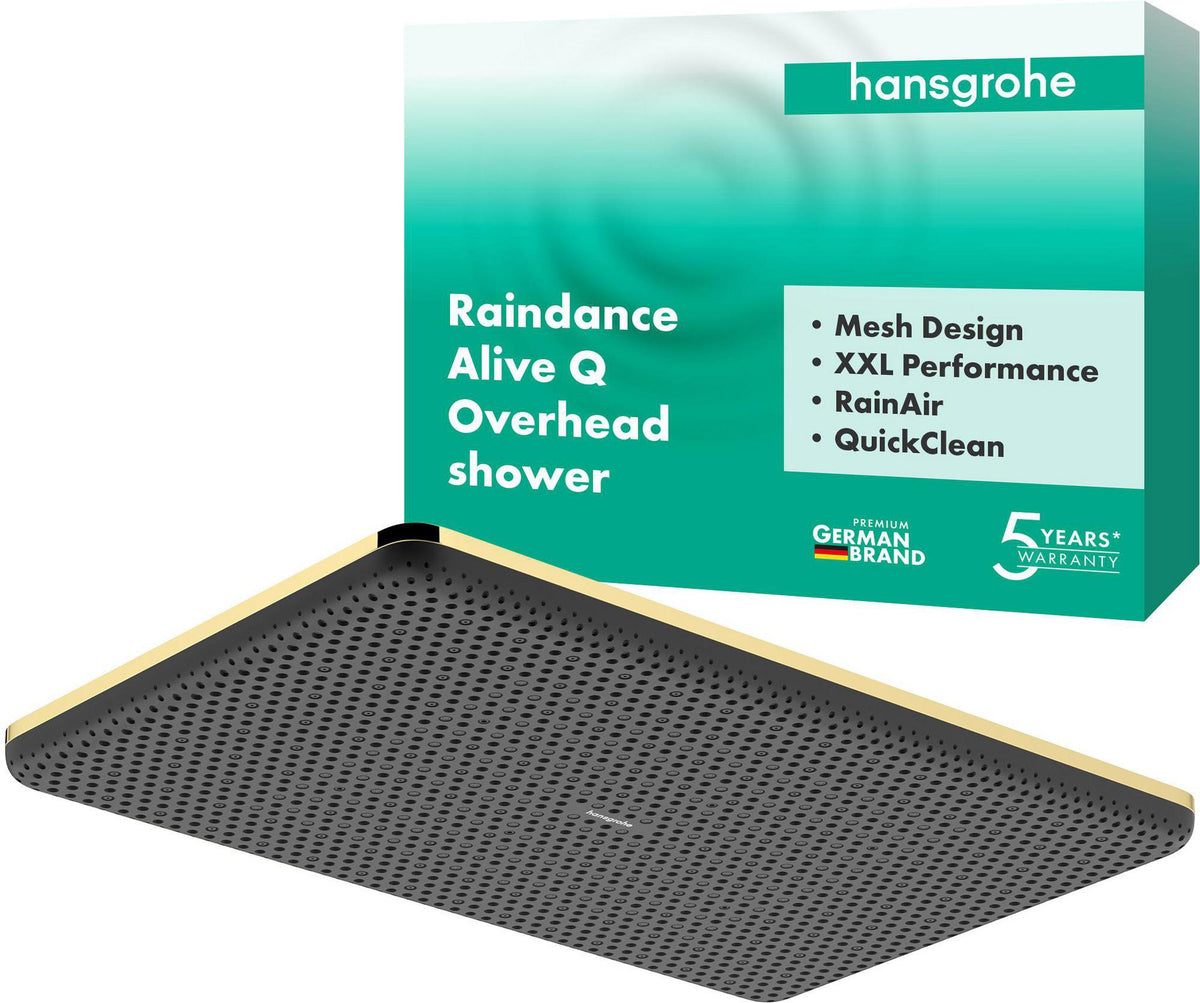HANSGROHE Kopfbrause Raindance Alive Q 210/340 1jet – Rechteckig, RainAir & PowderRain, Schwarz