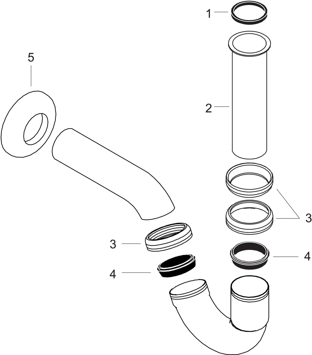hansgrohe Bidet-Röhrensiphon Standardmodell chrom – P-Siphon mit 275 mm Wandabstand