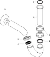 hansgrohe Bidet-Röhrensiphon Standardmodell chrom – P-Siphon mit 275 mm Wandabstand