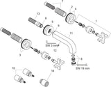 AXOR CITTERIO 3-Loch-Waschtischarmatur DN 15, 222 mm Auslauf, Kreuzgriffe mit Rosetten, Unterputz