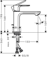 HANSGROHE Rebris E Einhebel-Waschtischmischer 110 CoolStart mit Metall-Zugstange chrom