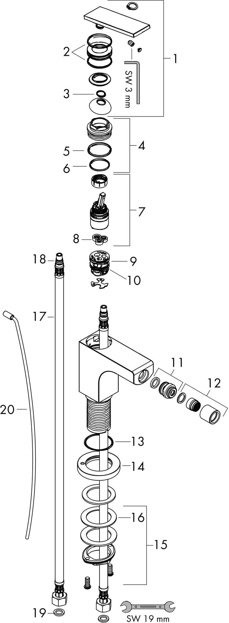 AXOR CITTERIO Einhebel-Bidetmischer mit Zugstangen-Ablaufgarnitur, Chrom – Hansgrohe