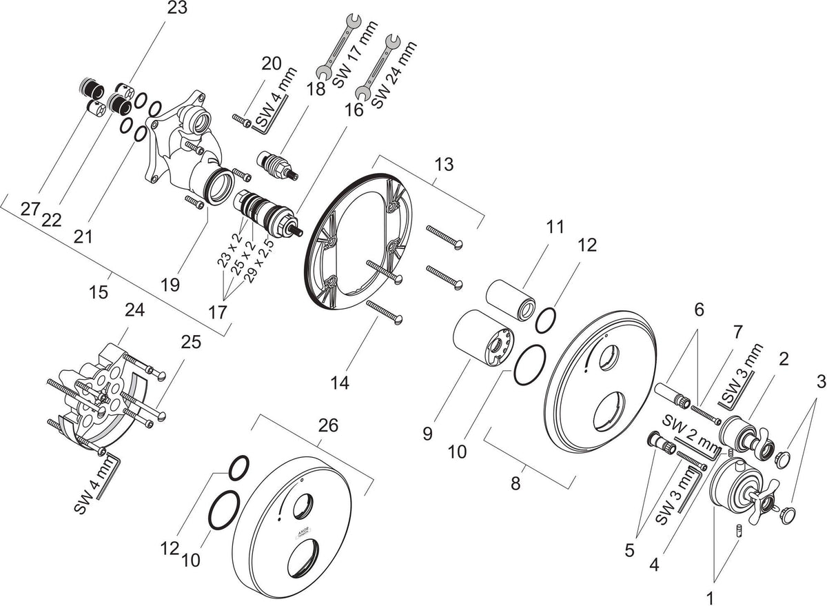 AXOR MONTREUX Unterputz-Thermostat mit Abstellventil, Chrom – 1 Verbraucher